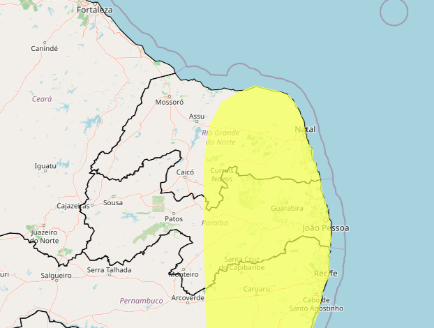 Inmet amplia aviso de chuva para 100 cidades do RN até o fim do sábado