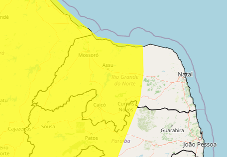 Inmet alerta vendaval com ventos de até 60 km/h em 102 municípios do RN